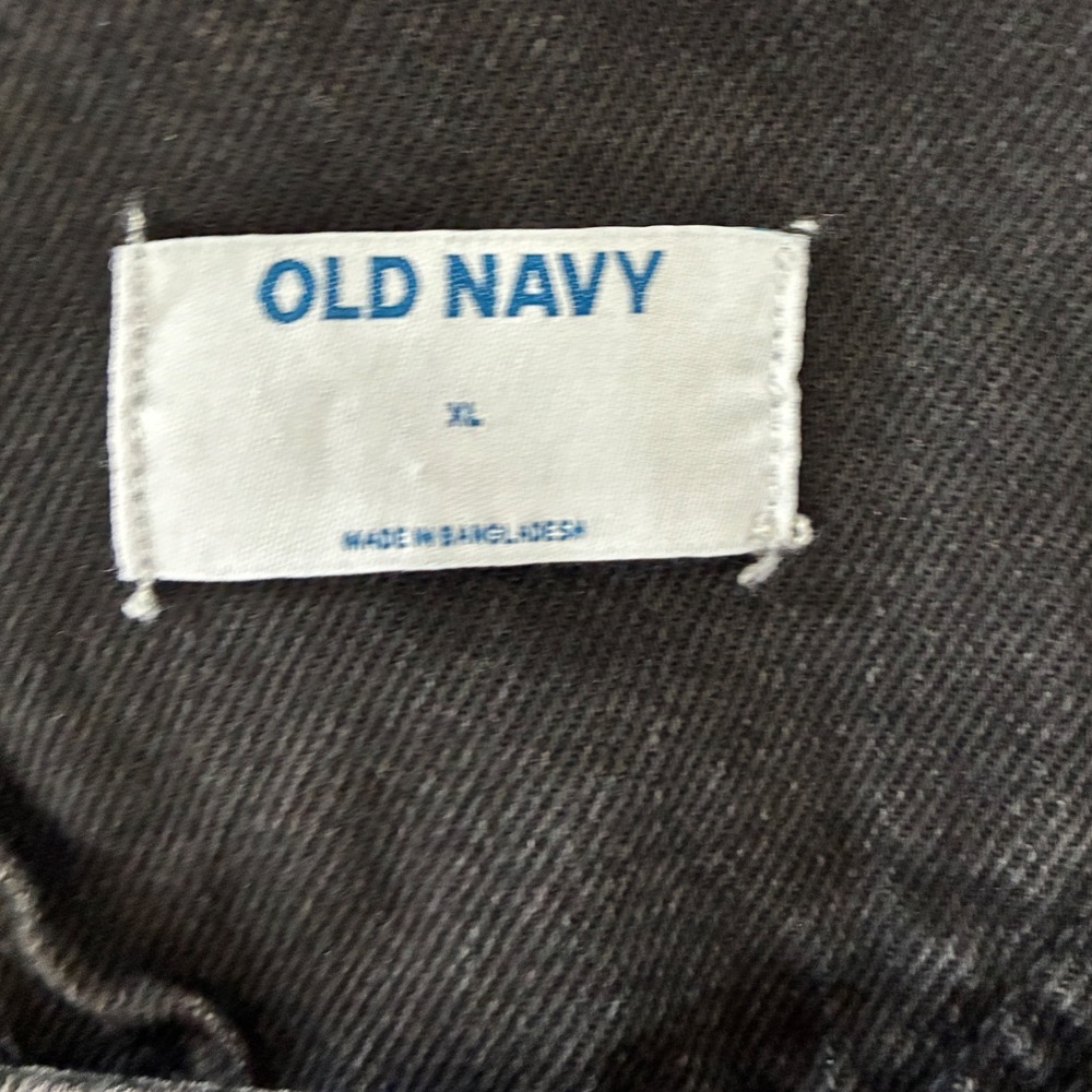 Old Navy Slouchy Straight Black Denim Shortalls Overalls Womens XL NWT 549515 - Picture 5 of 10